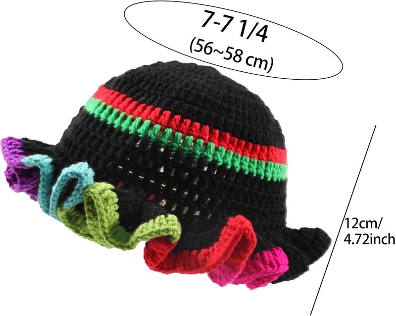Ahouws Crochet Bucket Hat Women Trendy Knit Floppy Cap Cute Boho Handmade Beanies Outdoor Boho Travel Fishing Hat - Image 2